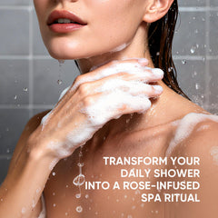 Easyes Rose Elixir Foaming Action highlighting creamy lather for sensitive skin.
