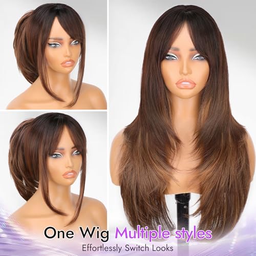 Eawwii 26-inch layered wig full-length shot emphasizes volume and fluid movement