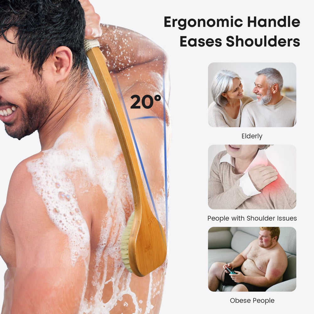 eaxun back scrubber hanging loop enables quick air-drying after shower.