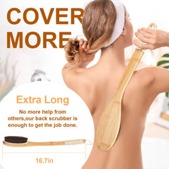 eaxun back scrubber natural bristles for daily cleansing and skin balance