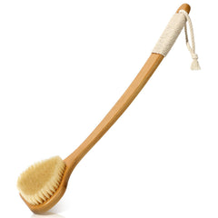 eaxun bamboo back scrubber curved-handle delivers easy reach for back cleaning and comfort.