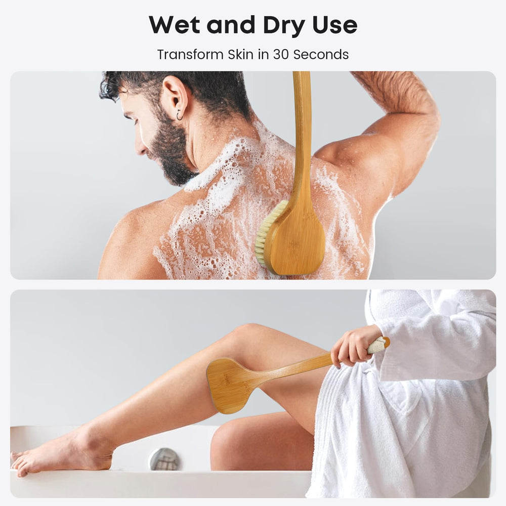 eaxun stiff boar bristles offer spa-like exfoliation with minimal irritation.