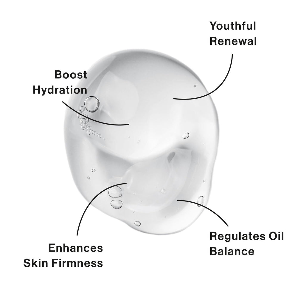 The eb5 Aha Toner application on the face uses a gentle swipe for even coverage.