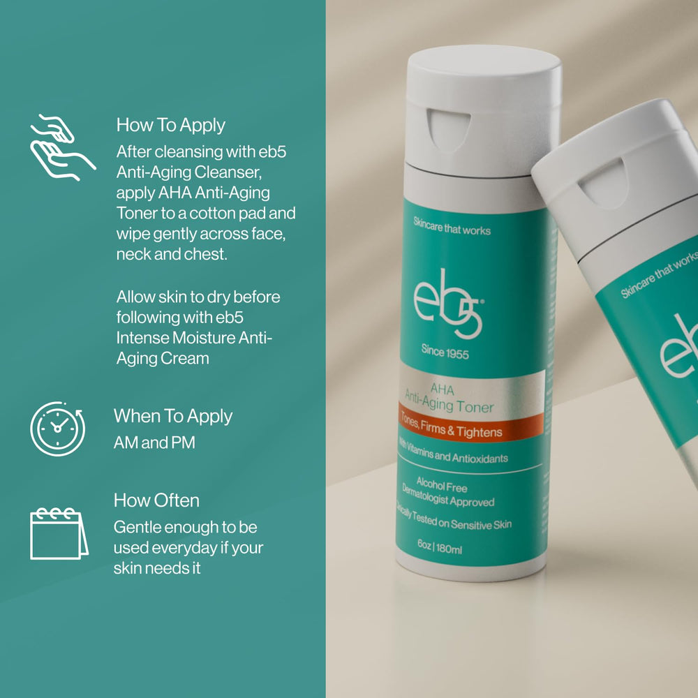 eb5 Aha Toner cucumber extract for refreshing, balanced skin.