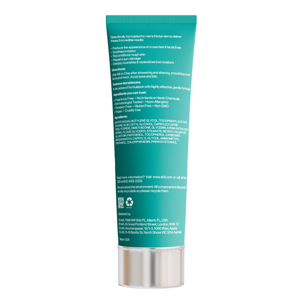 eb5 Exfoliating AHA Cleansing Lotion hypoallergenic and fragrance-free text on carton.
