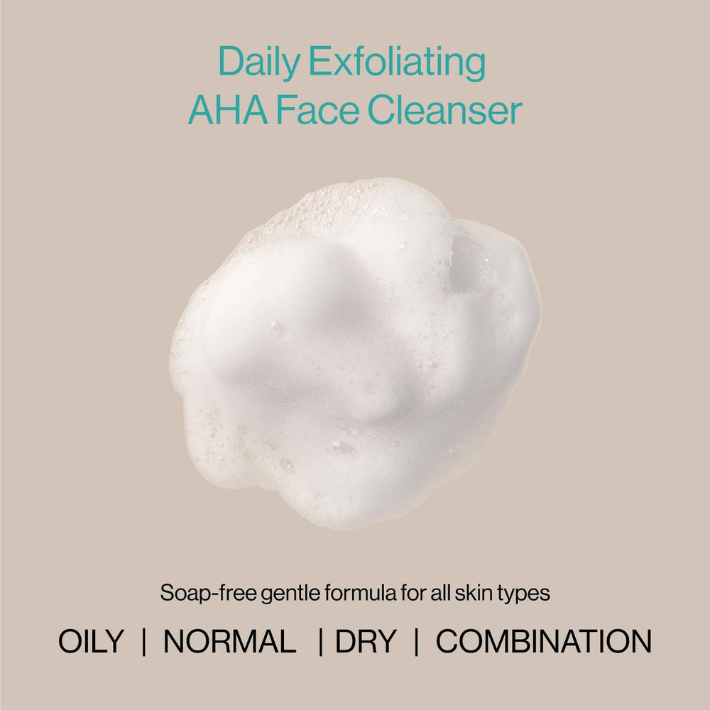 eb5 Exfoliating AHA Cleansing Lotion texture swatch highlights creamy, lightweight daily cleanser.