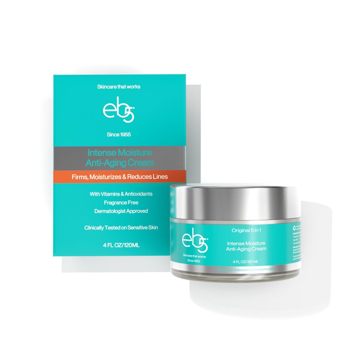 eb5 Intense Moisture Cream jar closeup shows rich texture for lasting hydration