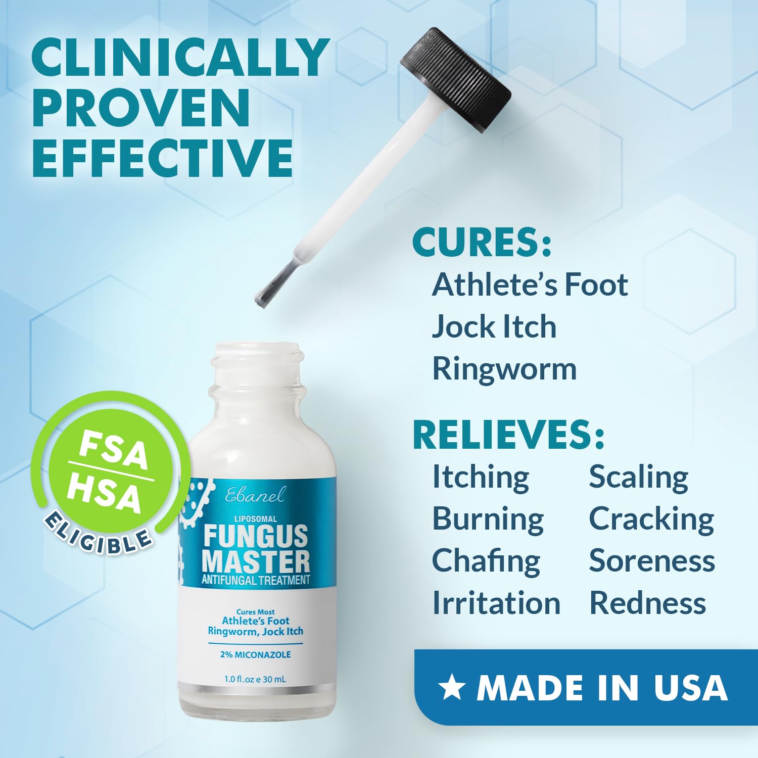 Ebanel Athletes Foot Treatment application area toe shows targeted antifungal care.