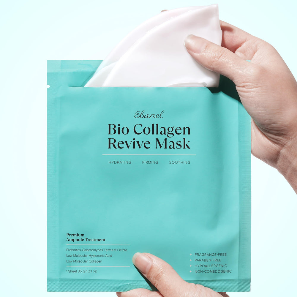Ebanel Bio Collagen Face Mask absorption close-up shows hydration delivery