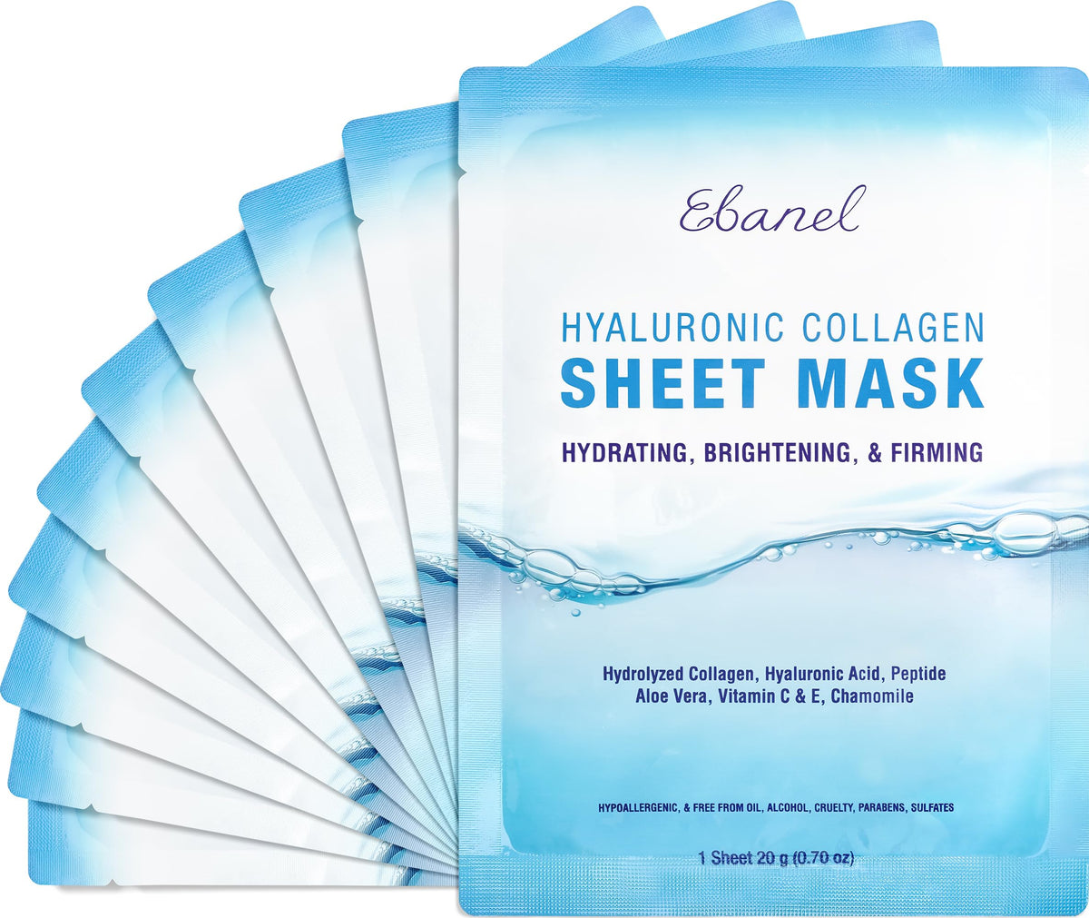 Ebanel collagen face mask hydration application shows instant moisture and radiant glow.