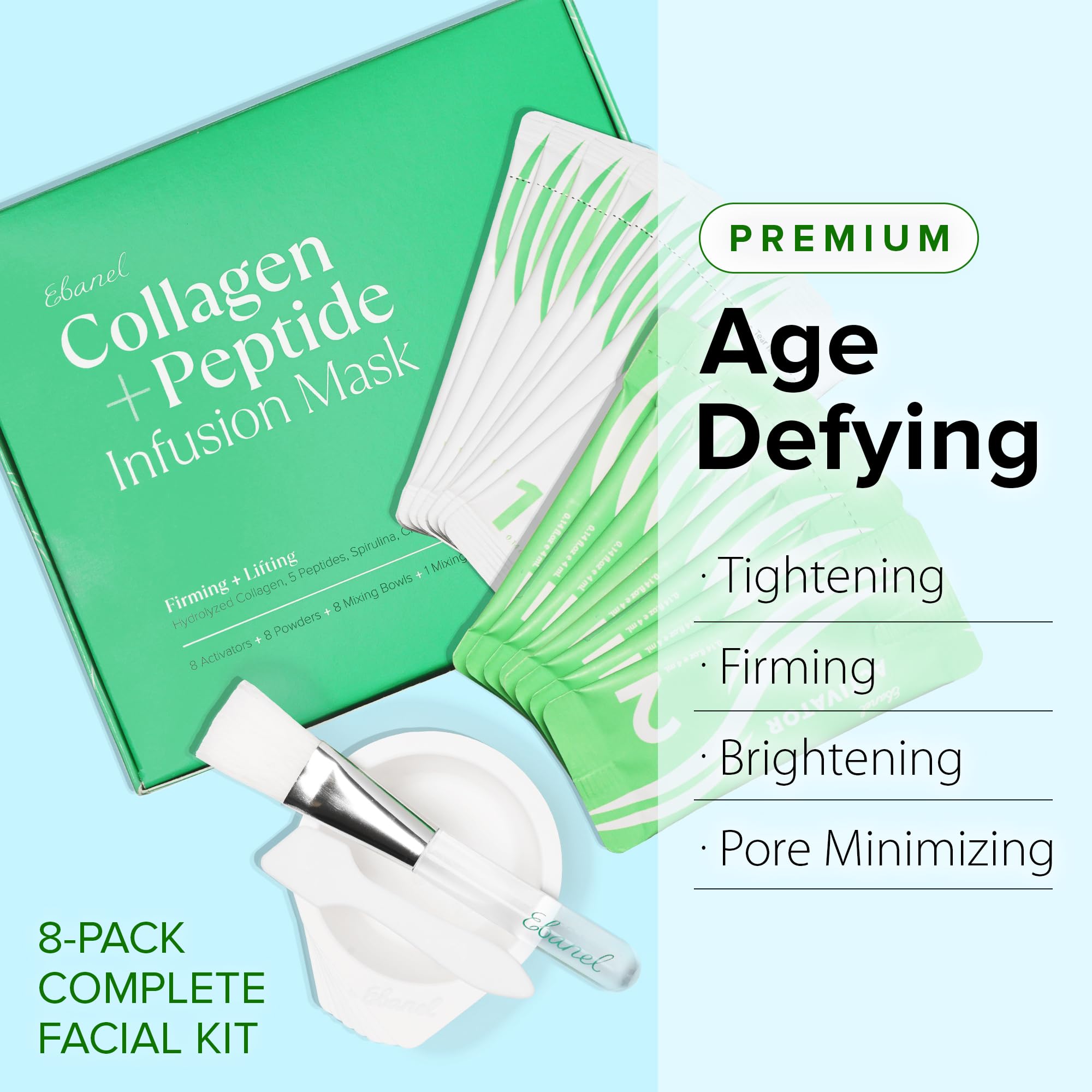 Ebanel Collagen Peptides Mask activator sachets enable on-the-spot tightening activation