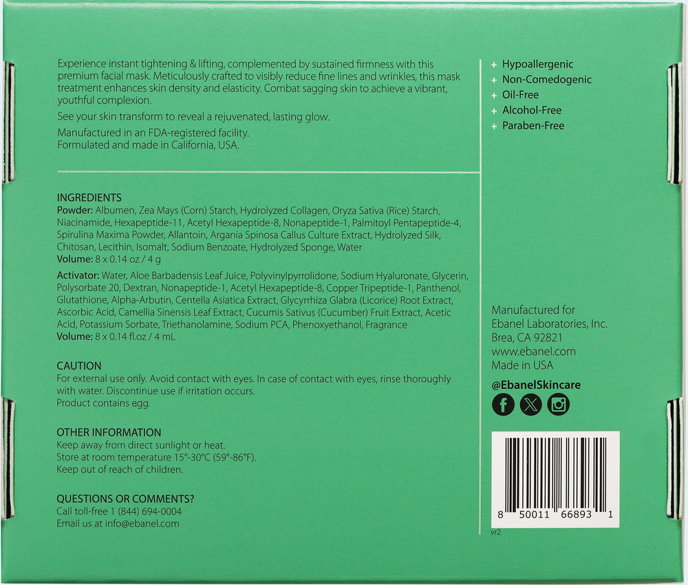 Ebanel Collagen Peptides Mask complete kit USA made dermatologist-tested for sensitive skin