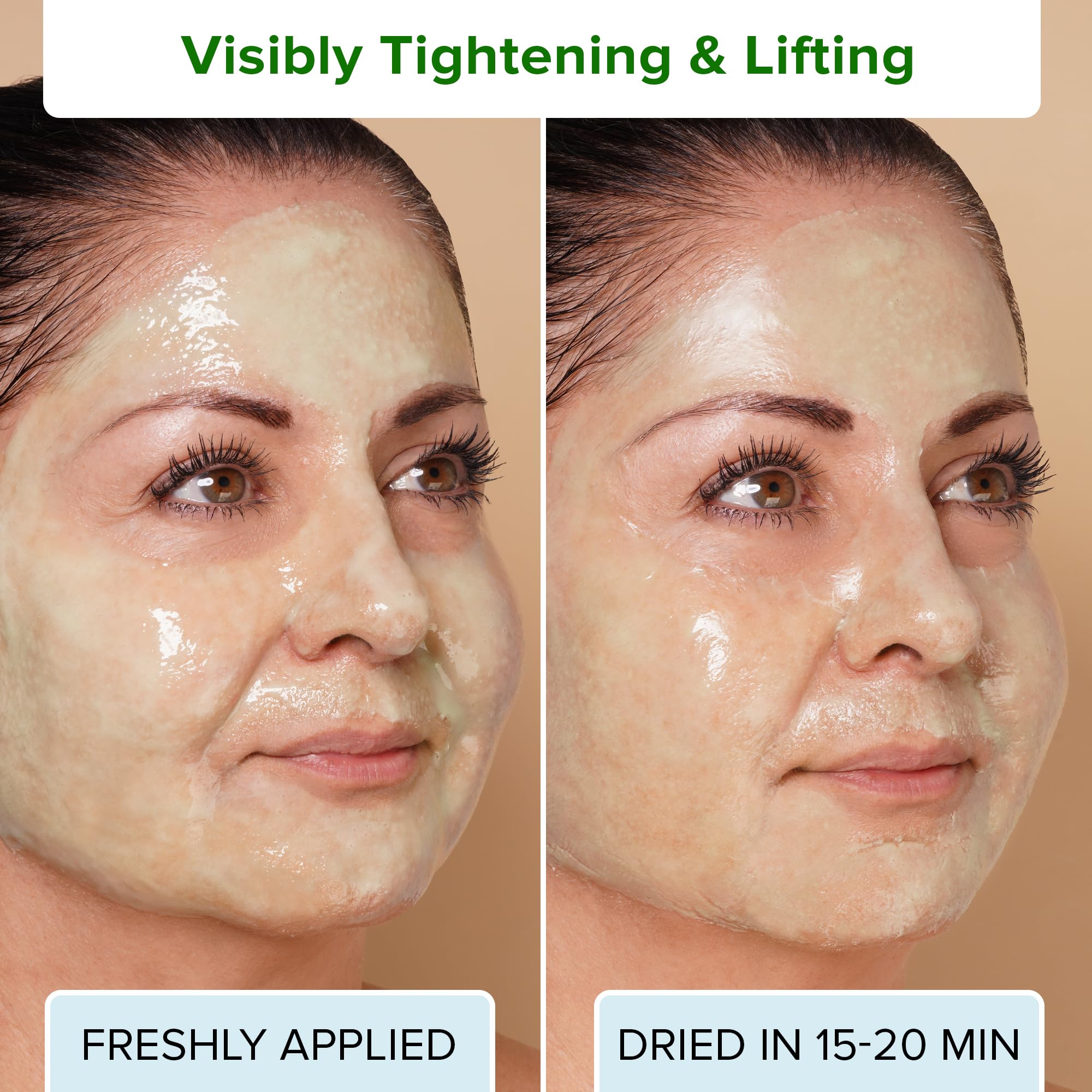 Albumen veil creates a temporary lifting effect on the skin.
