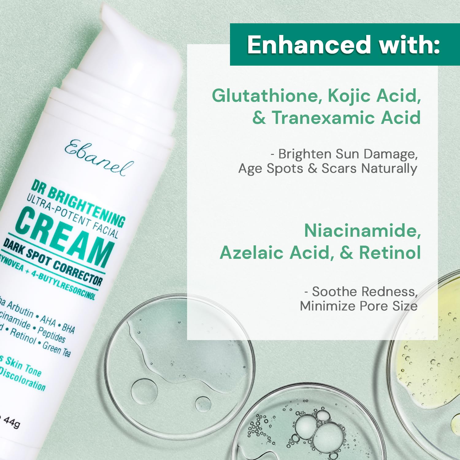 Ebanel Dark Spot Remover applied to the face to even skin tone