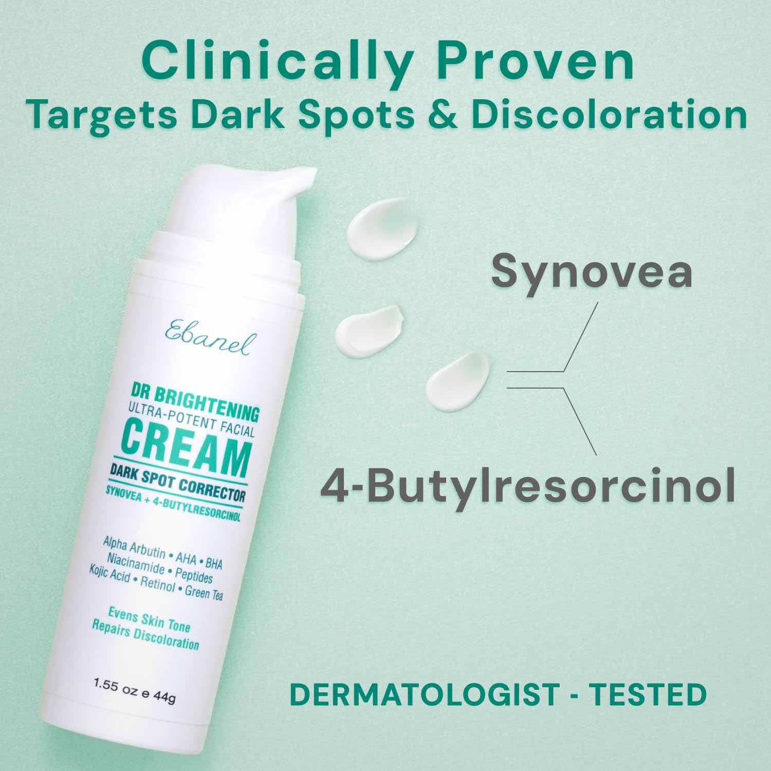 Ebanel Dark Spot Remover texture closeup shows creamy consistency for quick absorption