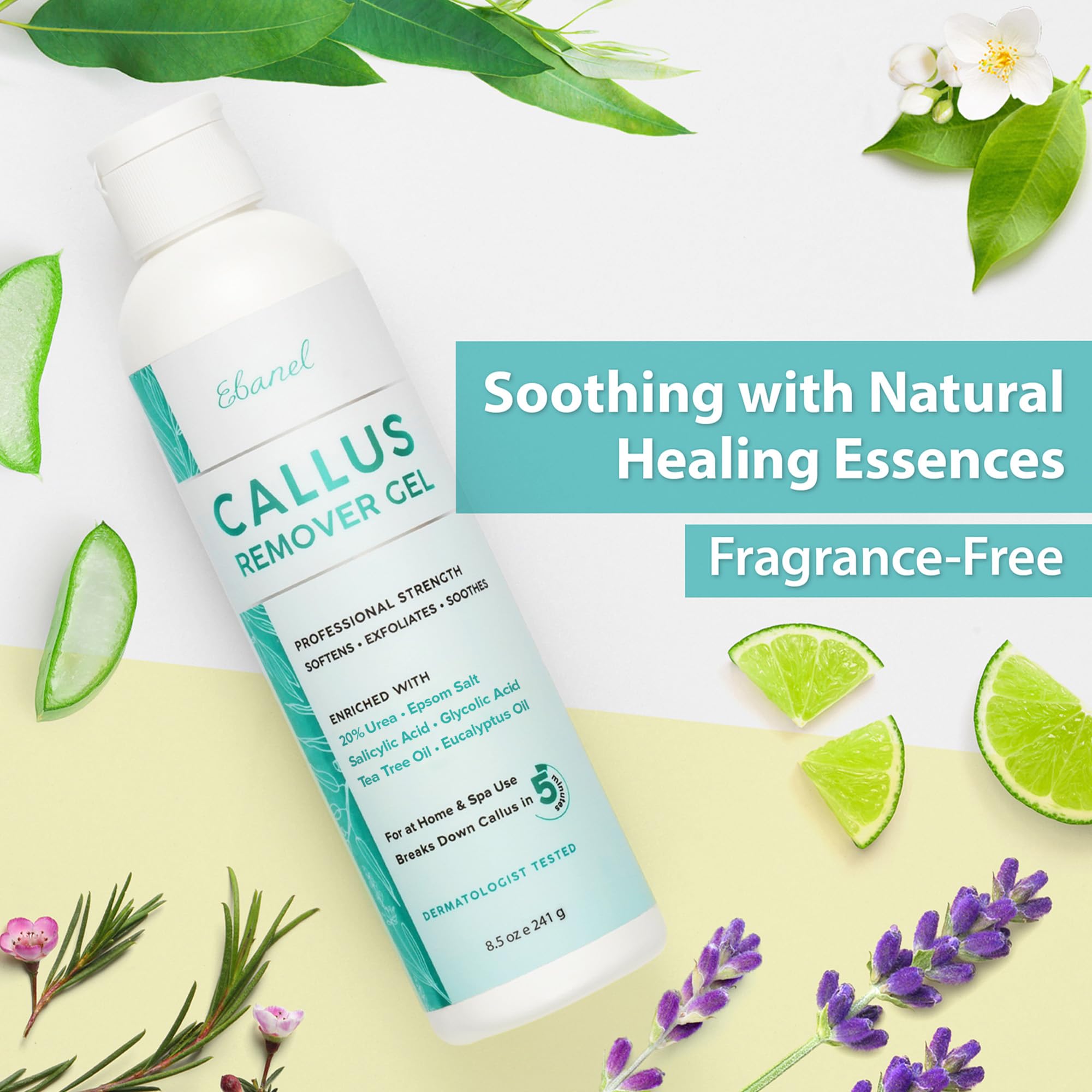 Ebanel ingredient zoom on urea and acids emphasizing effective callus softening