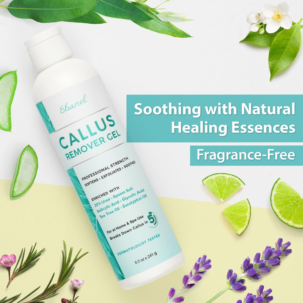Ebanel ingredient zoom on urea and acids emphasizing effective callus softening