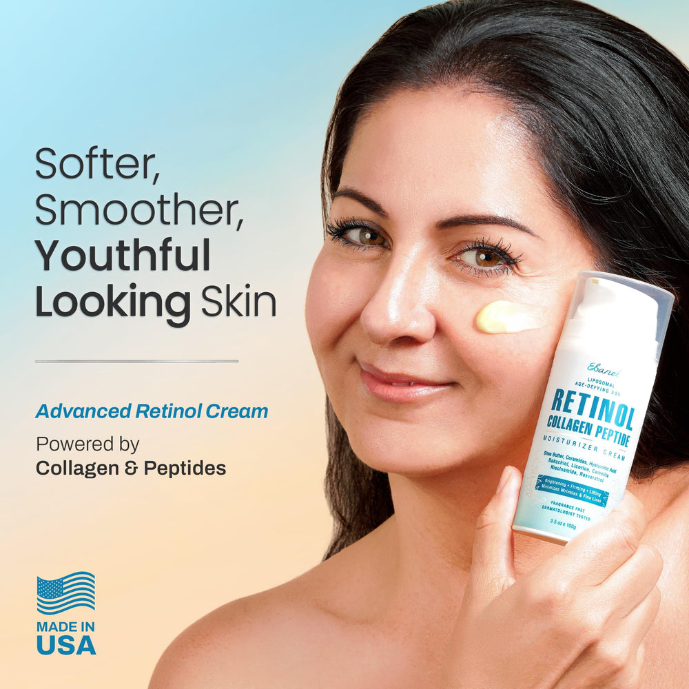 Ebanel Retinol Cream being applied to forearm for hydration and even tone