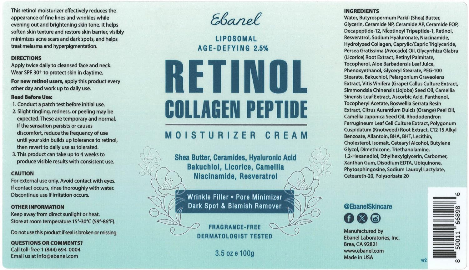 Ebanel Retinol Cream night routine setup with serum and moisturizer