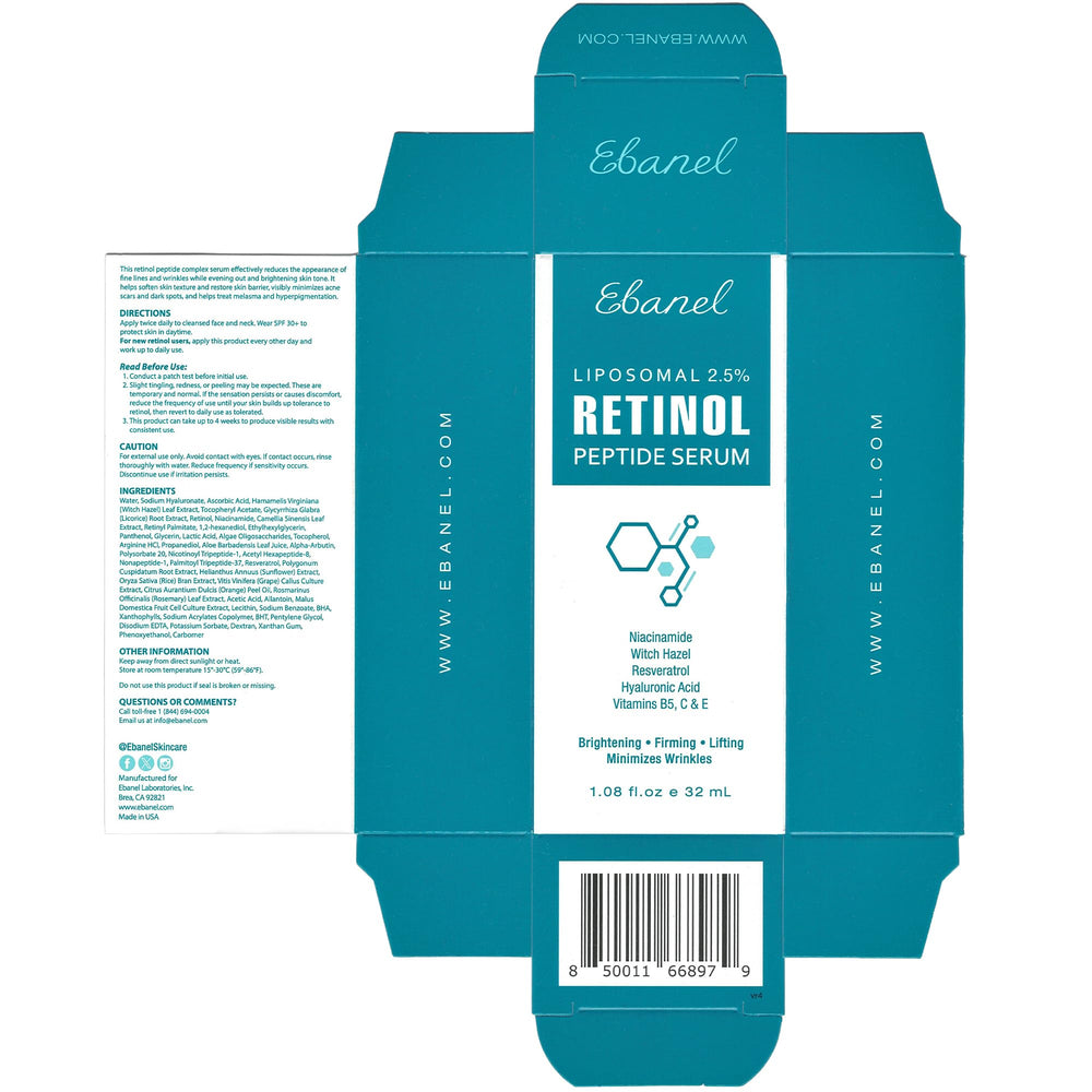 Ebanel retinol serum on countertop with moisturizer for daily routine