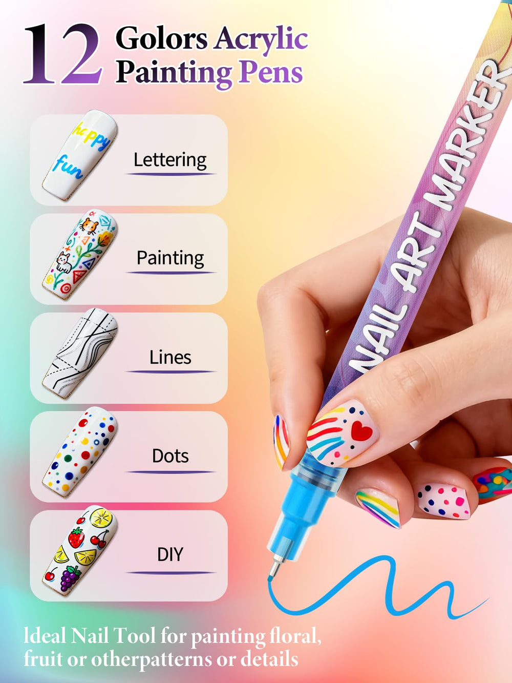 EBANKU 0.5mm tip close-up for precise detailing in nail art.