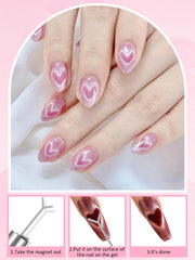 EBANKU 3in1 cat eye magnet demonstrates multiple effect options for nails.