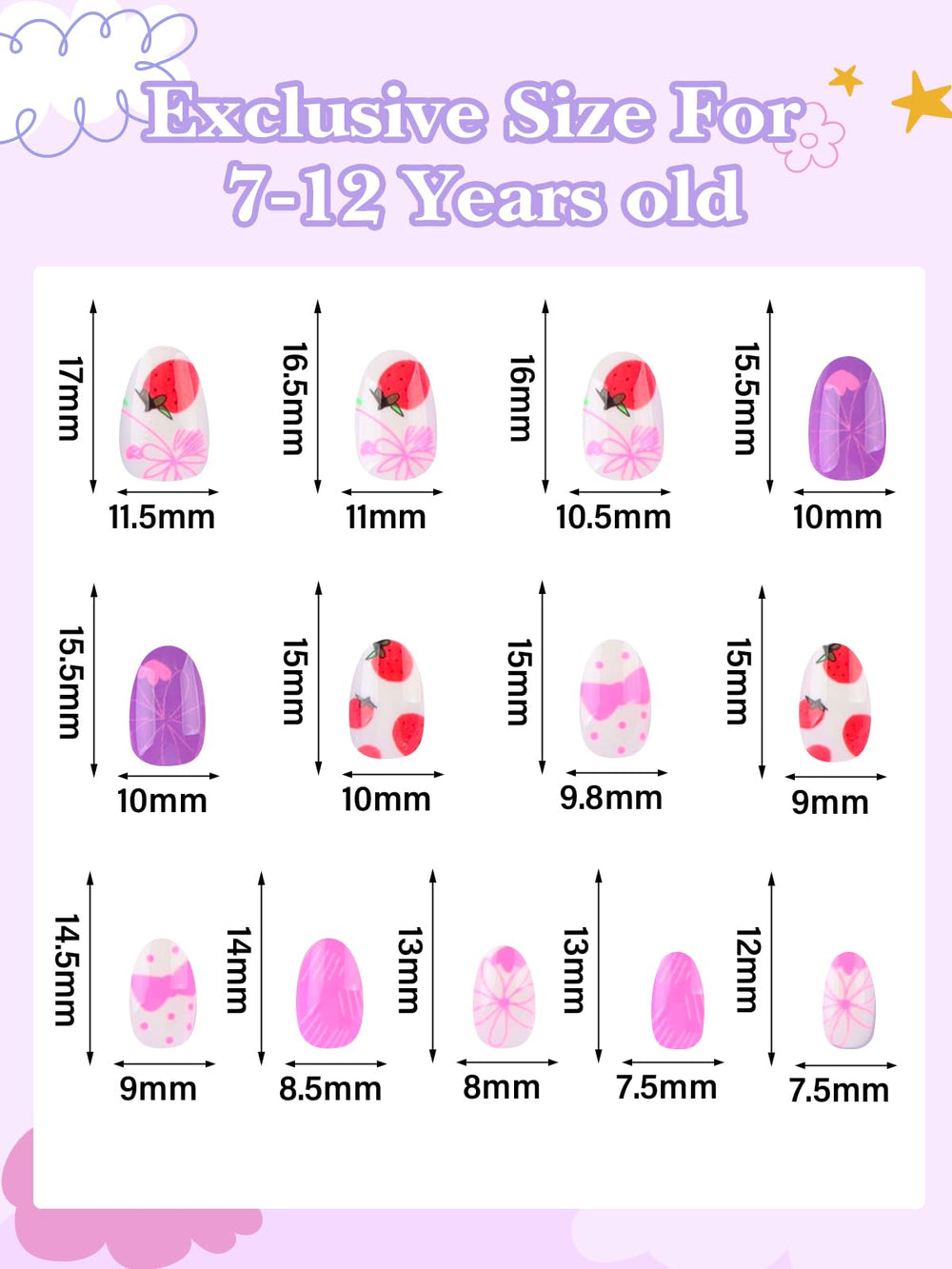 EBANKU kids press-on nails bow-tie patterns for playful nail art