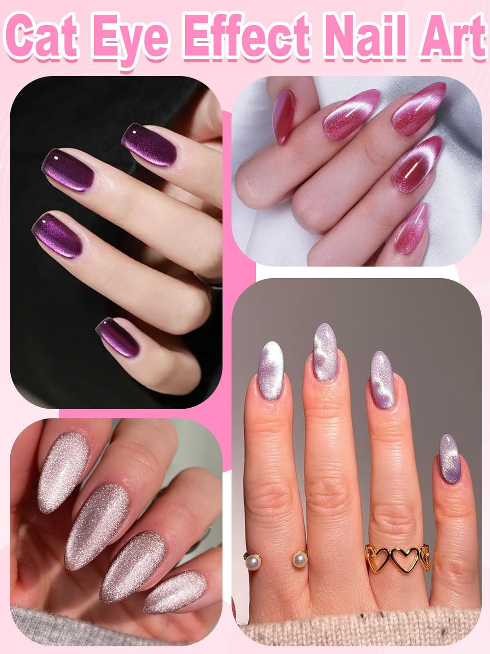 EBANKU cat eye nail art ideas visualized with magnetic patterns.