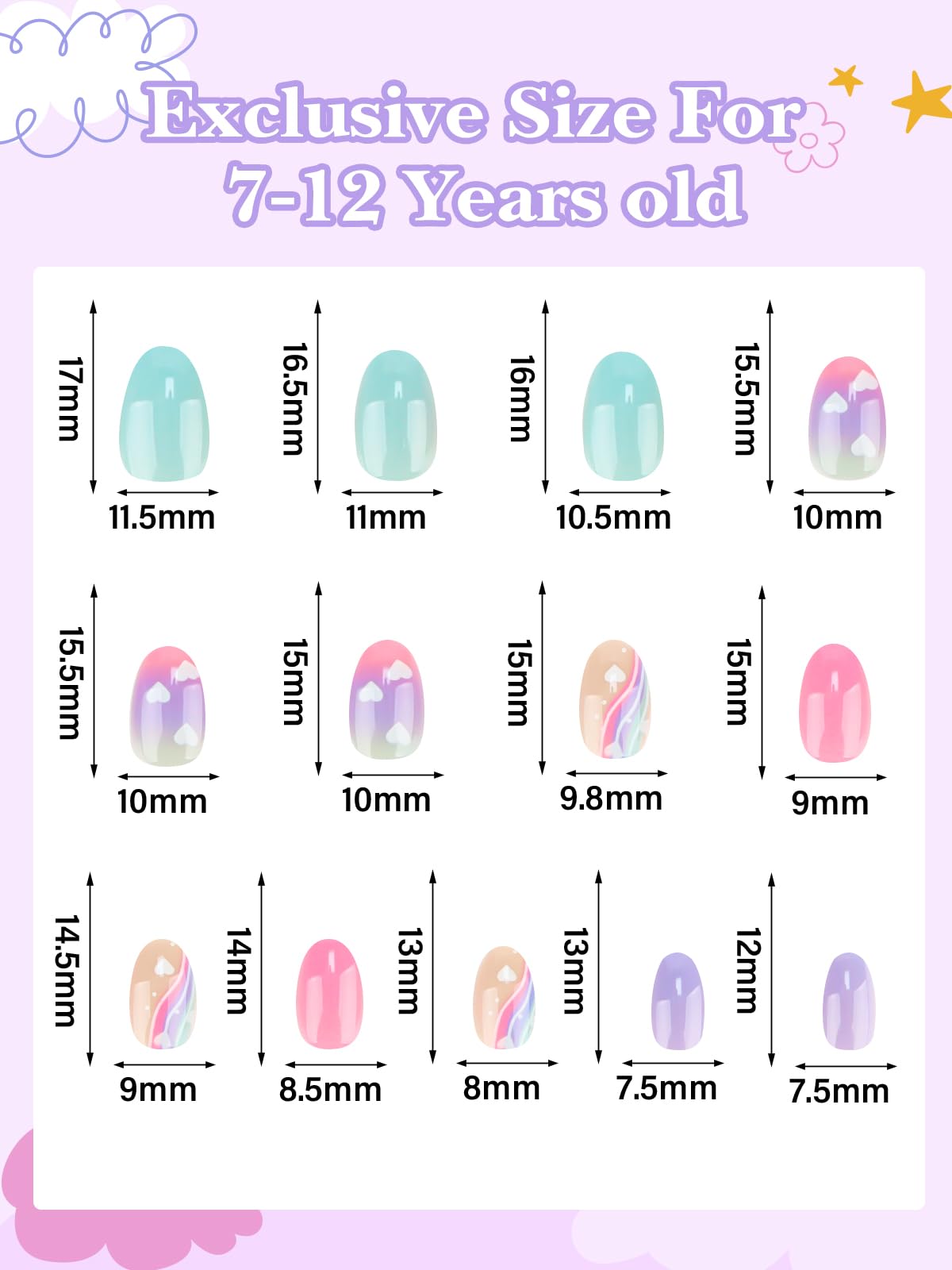 EBANKU colorful nails for kids showcase vibrant shades for fun dress-up moments.