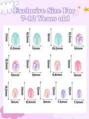 EBANKU colorful nails for kids showcase vibrant shades for fun dress-up moments.