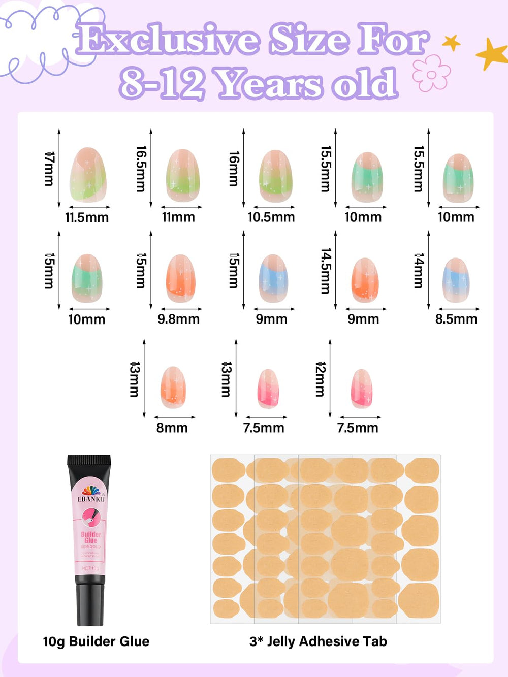 EBANKU nail builder glue 10g shown with glossy nails for easy DIY art