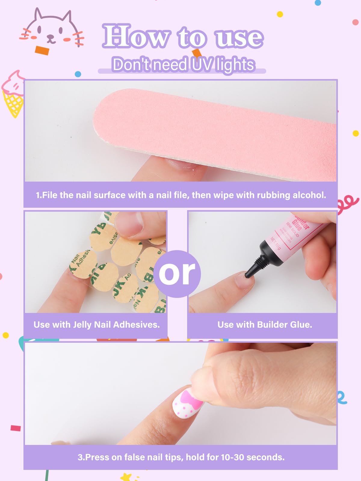 EBANKU kids press-on nails easy application aids fast decorating