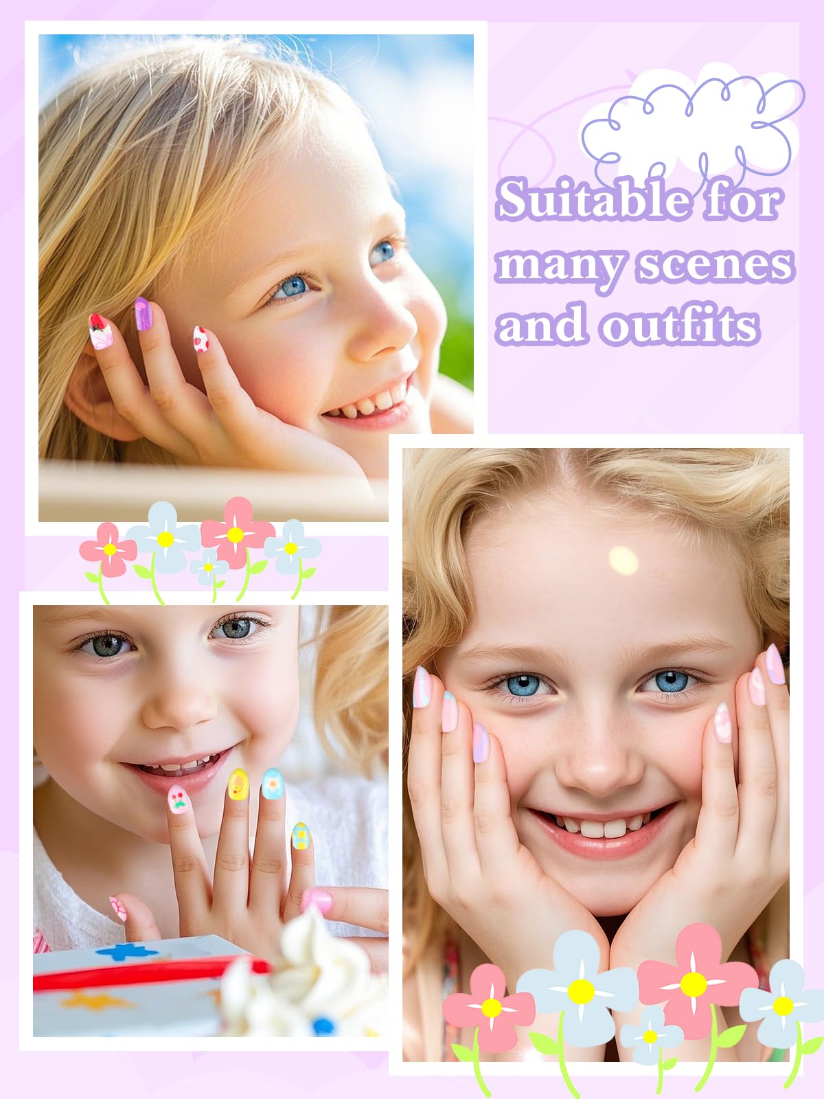EBANKU kids press-on nails glue included for easy application