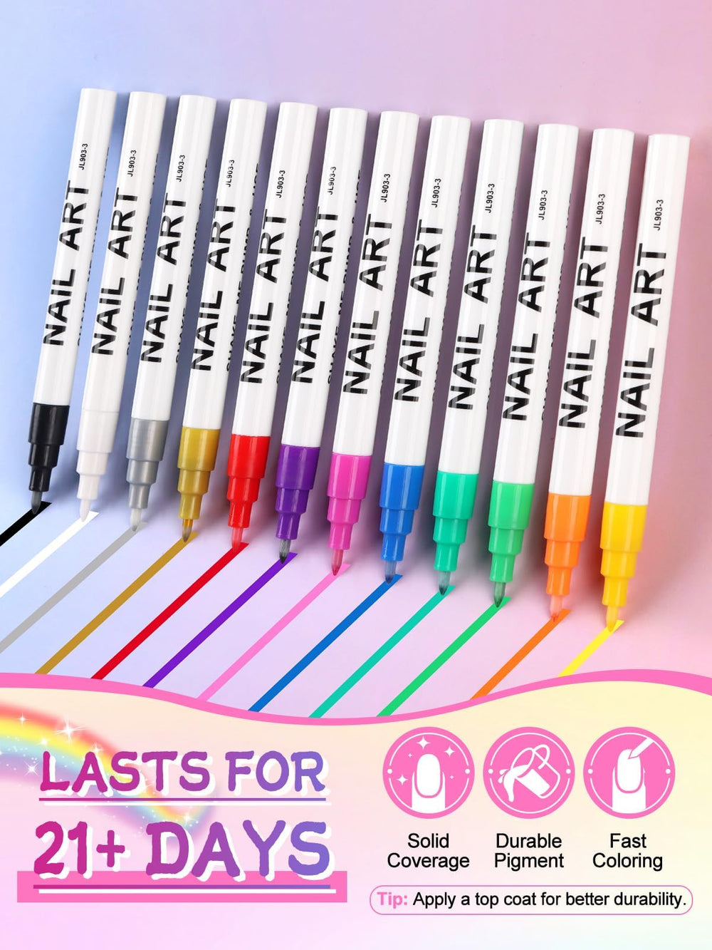 EBANKU nail art pens 3D design closeup highlights dimensional patterns for flowers and swirls.