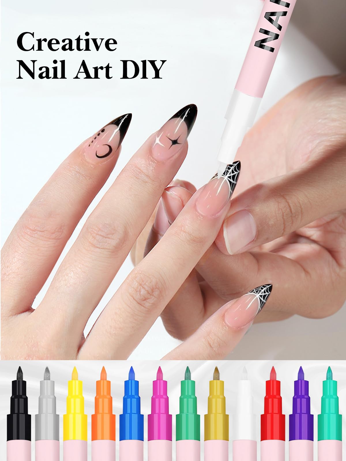 EBANKU nail art pens in action create doodles and patterns on nails.