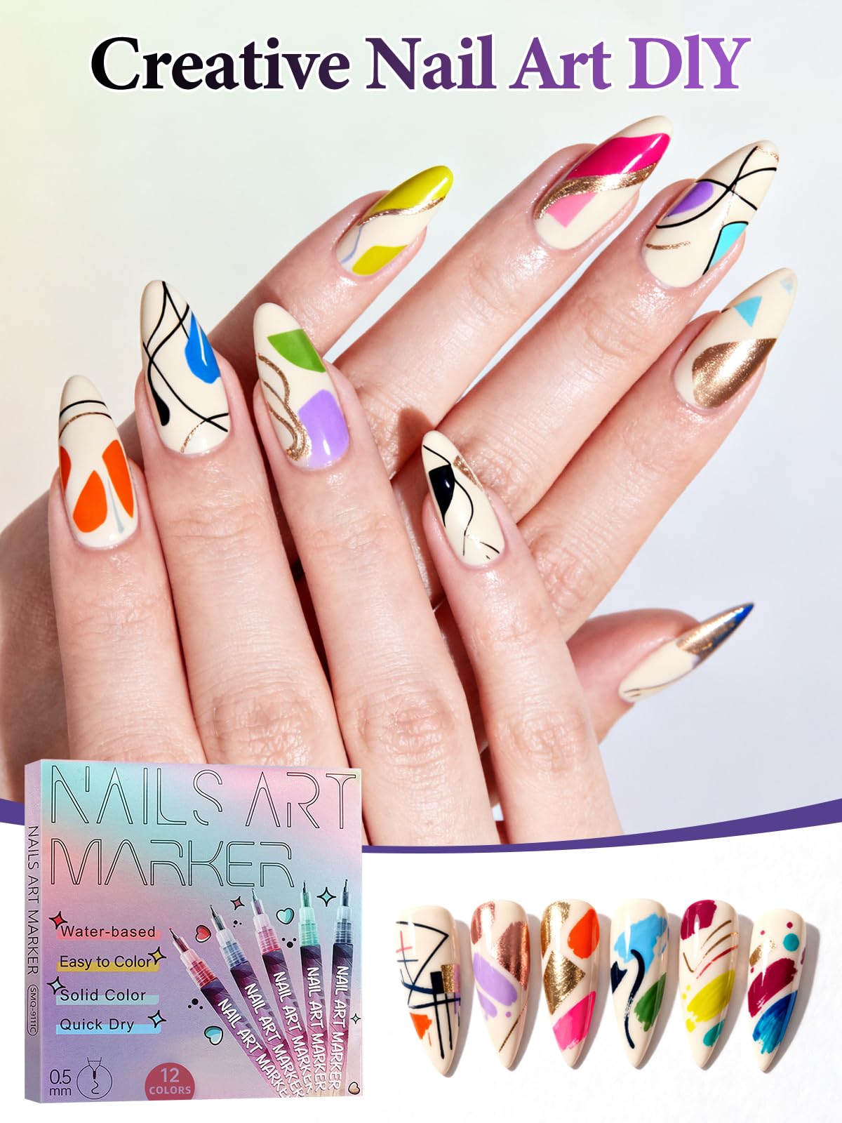 EBANKU nail art pens detailed stroke tool enabling fine lines.