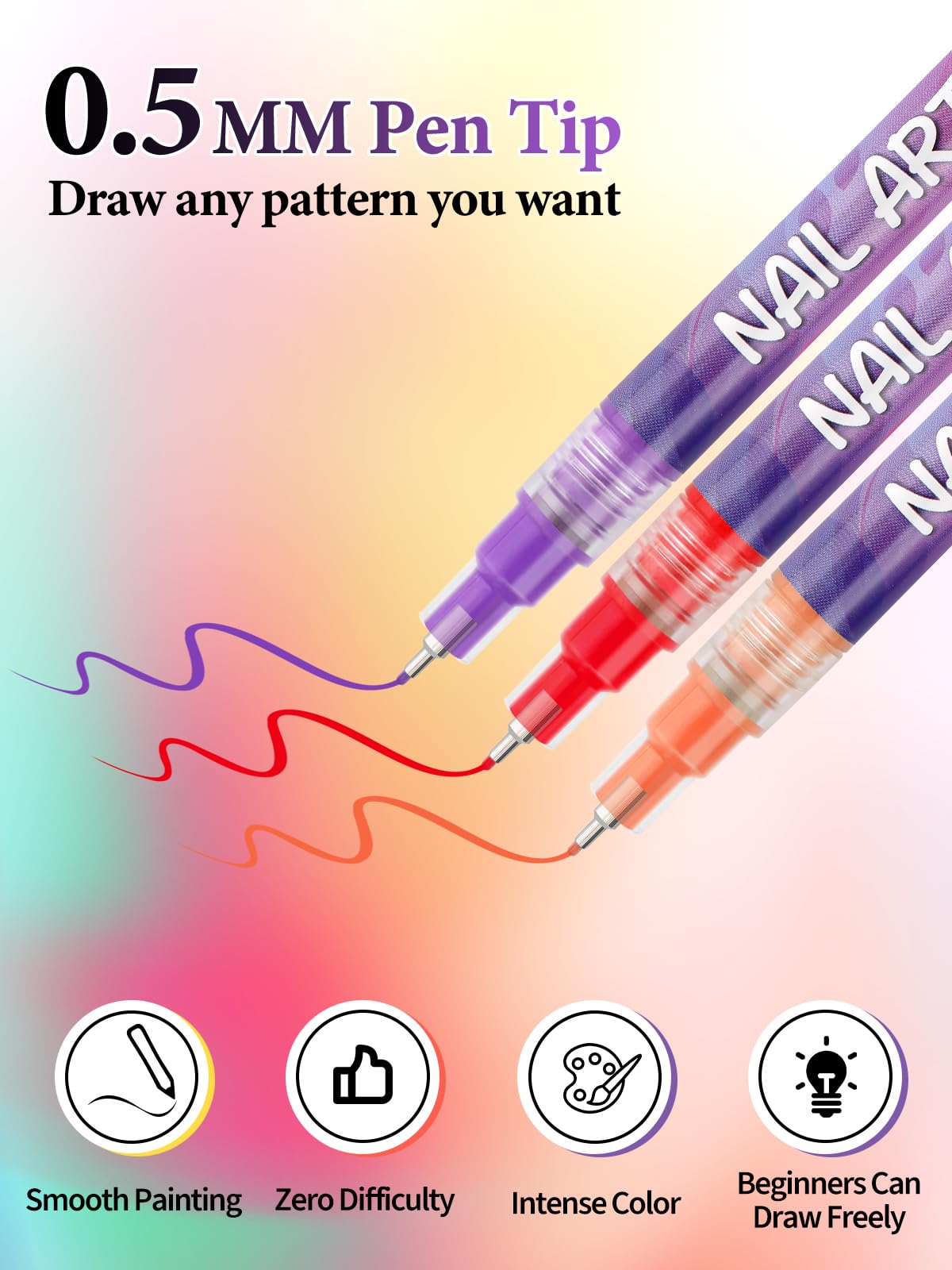 EBANKU nail art pens multi-use for ceramic and body art.