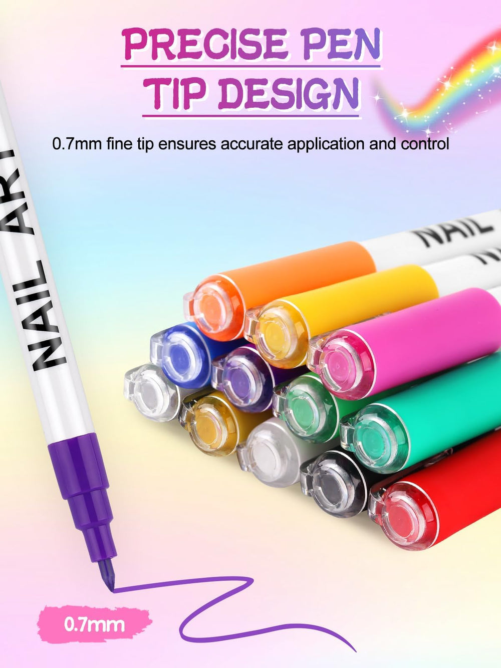 EBANKU nail art pens quick-dry formula ensures smudge-free application during nail art.