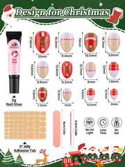 EBANKU press-on nails girls almond set for easy holiday nail art.
