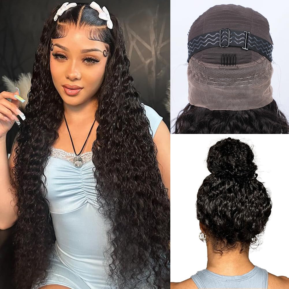 Ebarly Hidden Strap Water Wave 360 wig front view showing natural hairline and density