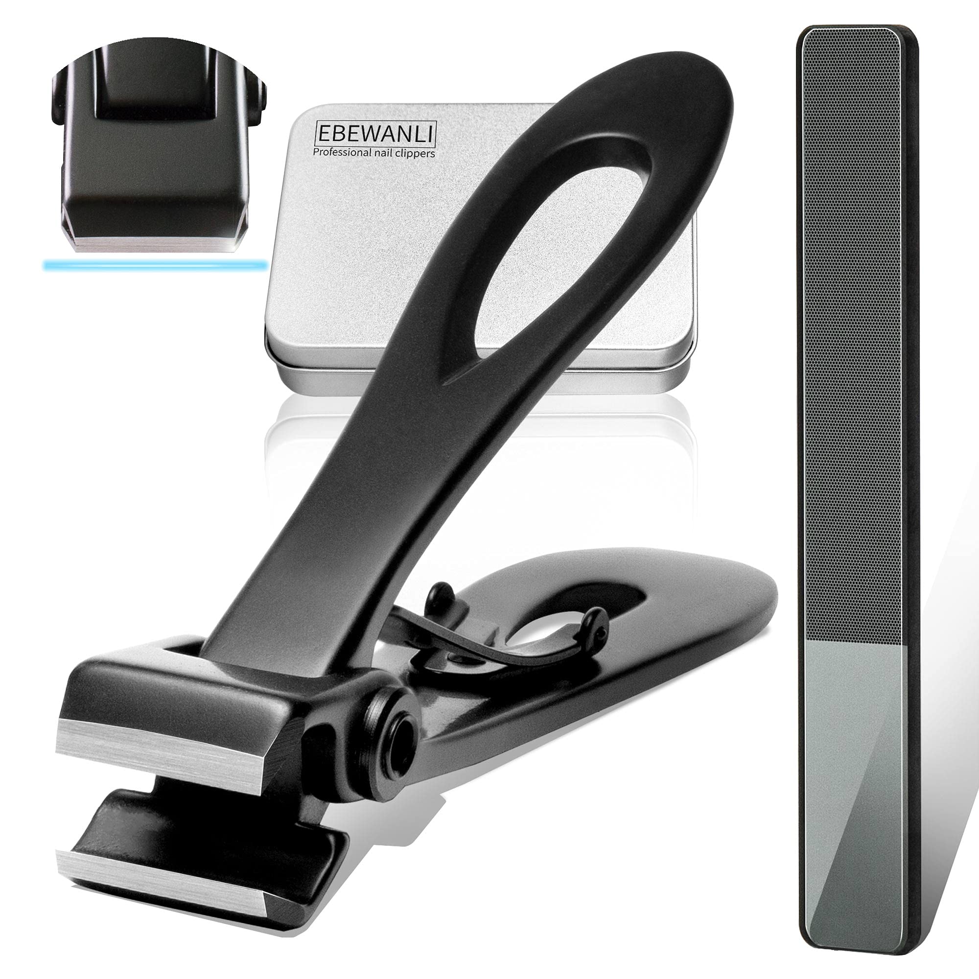 EBEWANLI straight nail clippers with 17mm jaw opening for thick nails, easy trimming