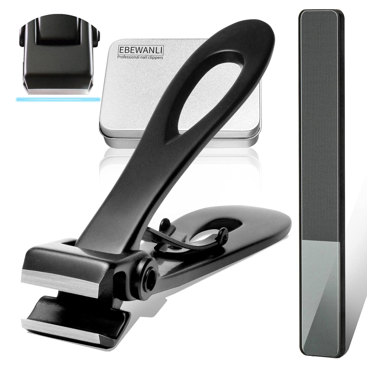 EBEWANLI straight nail clippers with 17mm jaw opening for thick nails, easy trimming