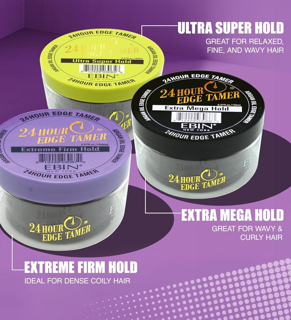 EBIN NEW YORK 24 Hour Edge Tamer 8oz container shows generous size
