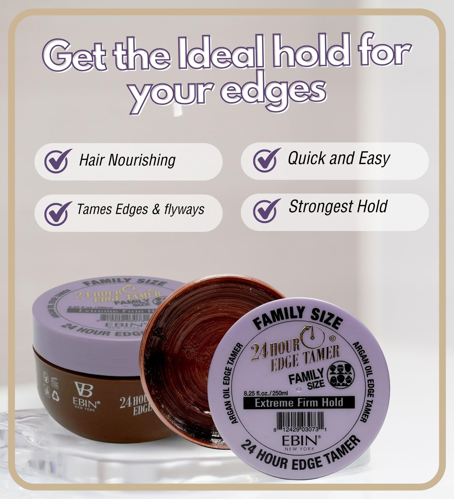 EBIN NEW YORK 24 Hour Edge Tamer shine and smooth texture on edges