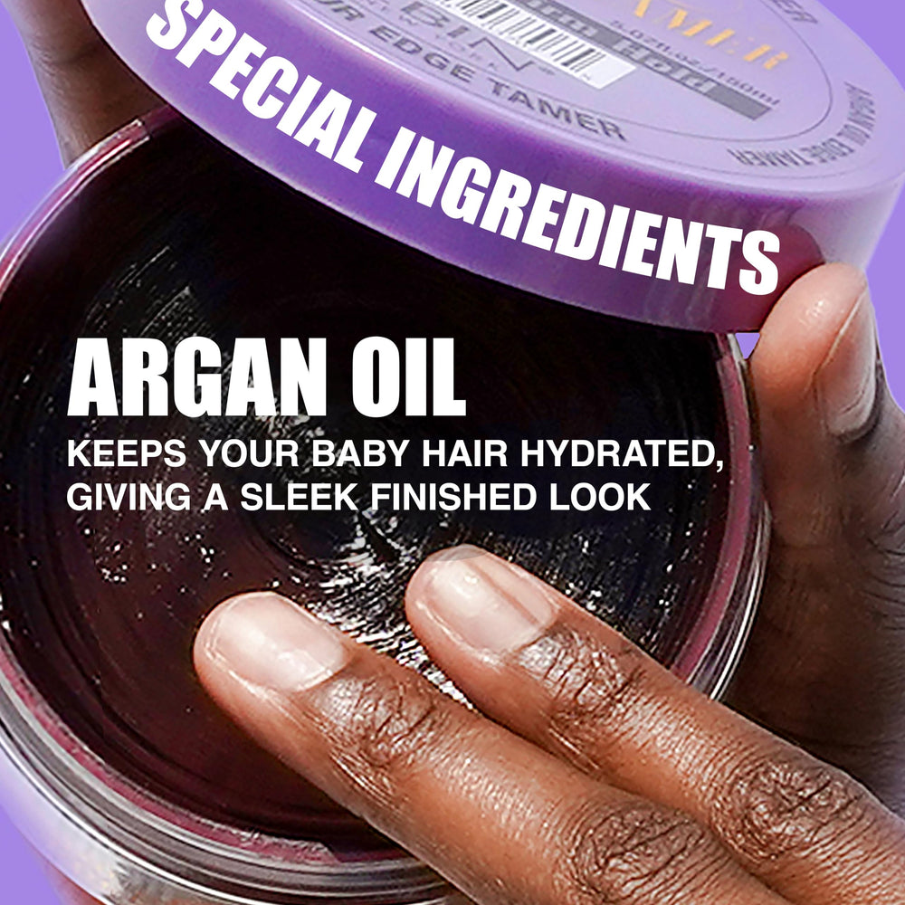 EBIN NEW YORK argan & castor oil formula nourishes while holding.