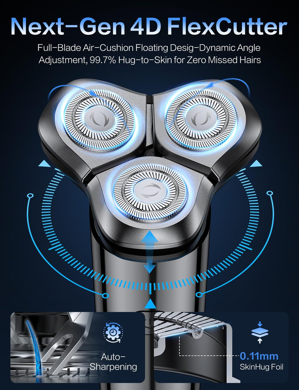 eboboin electric razor digital battery display shows real-time power