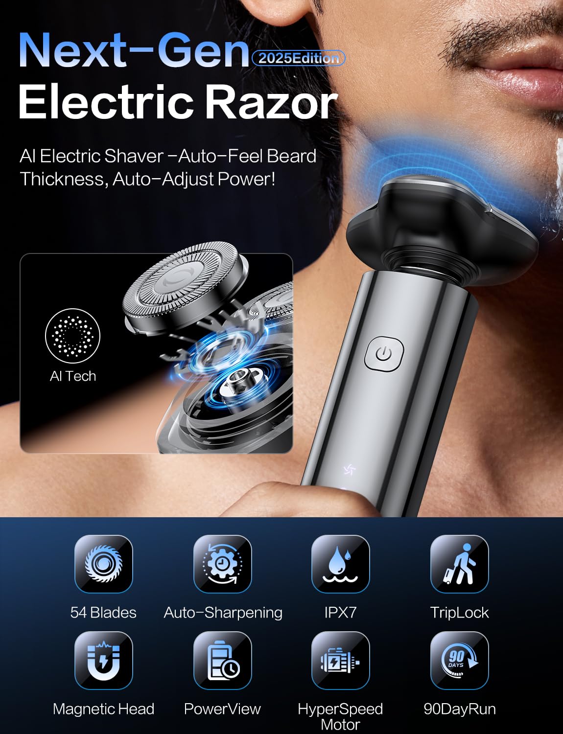 eboboin electric razor IPX7 waterproof for wet and dry shaving