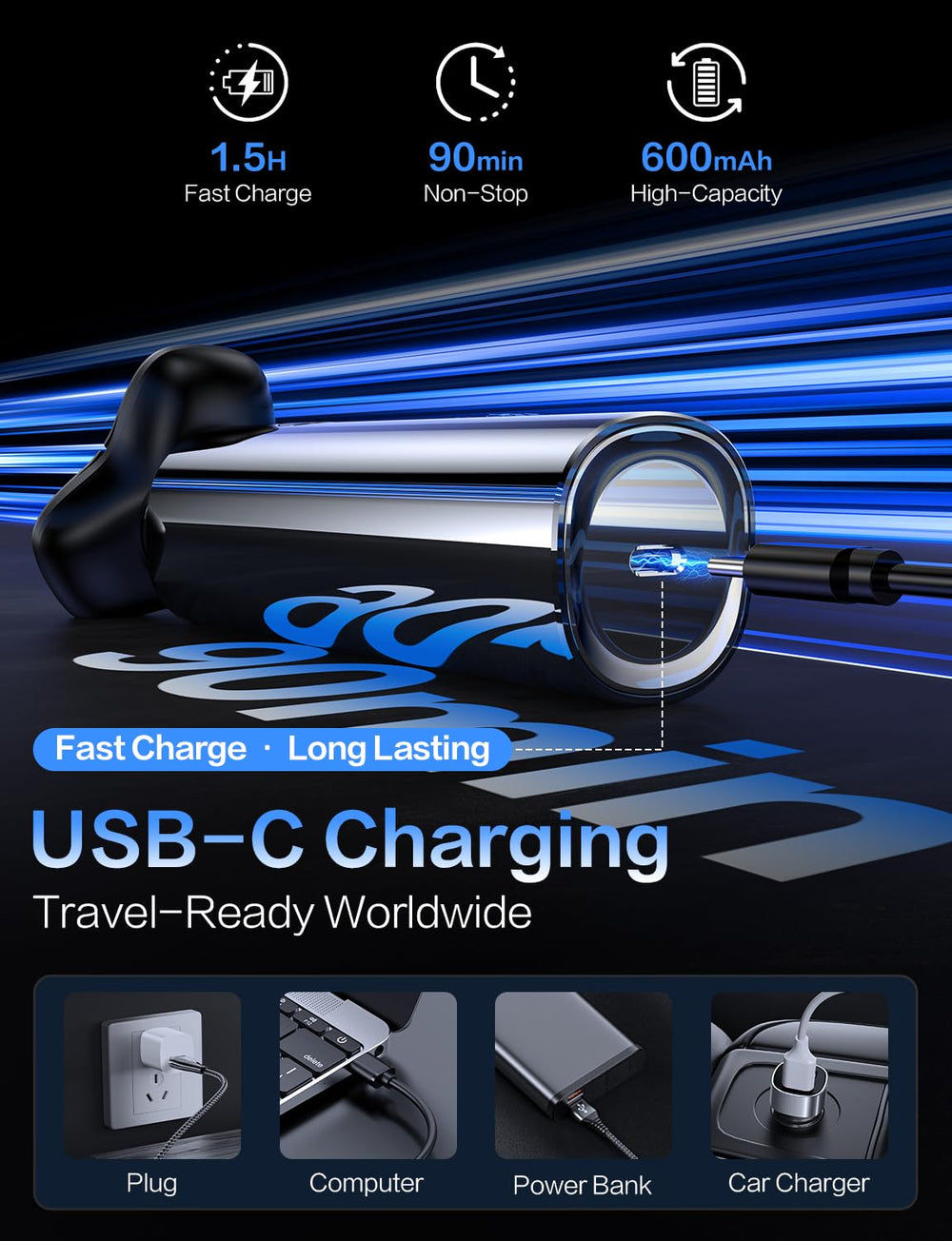 eboboin electric razor travel dock and compact design for easy packing