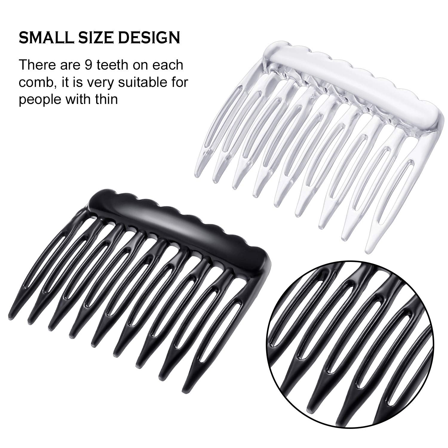 EBOOT side comb with 9 teeth provides firm grip for thin hair.