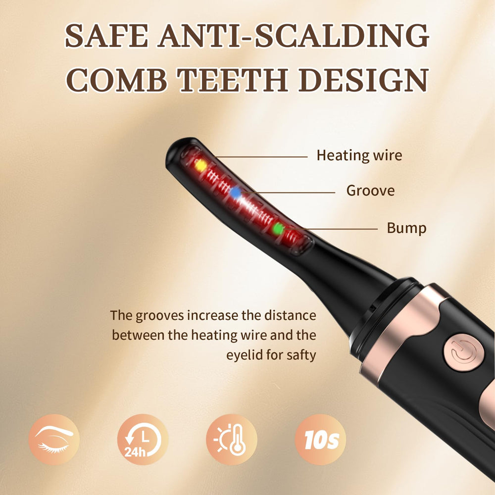 Echtur compact heated curler fits neatly in a makeup bag